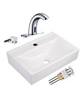 Aquaterior 5" Touchless Bathroom Faucet with Rectangle Vessel Sink Brush Chrome