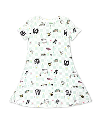 Bellabu Bear Toddler Girls Minecraft Sleep Repeat Short Sleeve Dress