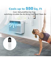Zafro 12,000 Btu Window Ac Quiet Energy Efficient Cools up to 550 SqFt 6 in 1 Modes 3 Fan Speeds Remote Control Touch Panel for Home or Office