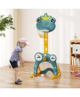 4-in-1 Toddler Basketball Hoop with Rim and Soccer Goal for 3+ Kids