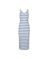 Hope & Henry Women's Sleeveless Rib Knit Sweater Maxi Dress with Button Slit