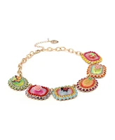 Betsey Johnson Faux Stone Backyard Stone Bib Necklace