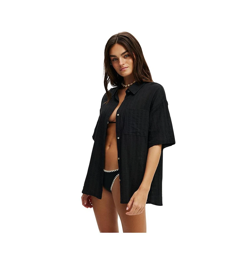 Cotton On Women's The Essential Short Sleeve Beach Shirt