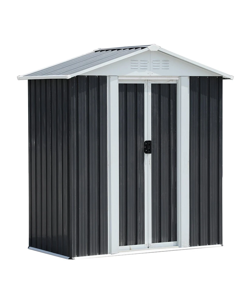 Mondawe 5FTx3FT Apex Roof Outdoor Storage Sheds With Aluminum alloy frame And Sliding doors