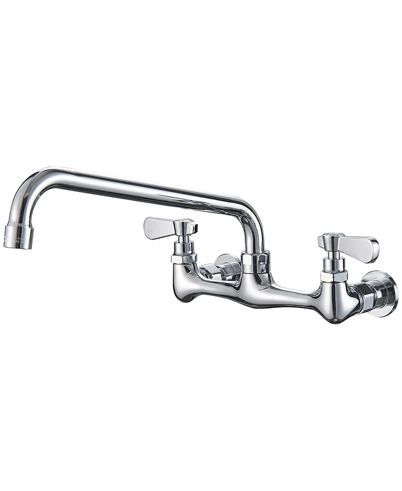 Greenspring 2-Handle Wall Mount Kitchen Faucet With 12 Inch Swivel Spout 8" Center In Polished Chrome