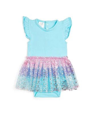 Sweet Wink Baby Girls Sparkling Mermaid Short Sleeve Tutu Bodysuit