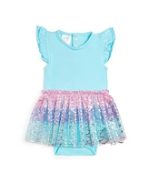 Sweet Wink Baby Girls Sparkling Mermaid Short Sleeve Tutu Bodysuit