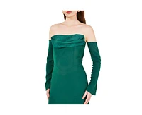 Amri Women's Off-The-Shoulder Pleat Drape Gown