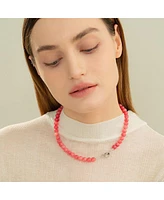 Bearfruit Jewelry Sterling Silver Aeri Sunset Pink Quartz with Heart Clasp Necklace