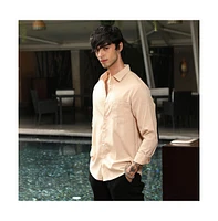 Campus Sutra Men's Ecru Beige Solid Relaxed Shirt