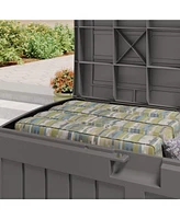 Suncast 50 Gallon Plastic Deck Box with Molded Lockable Feature for Home, Gray