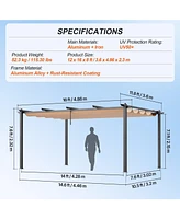 Slickblue Outdoor Retractable Pergola with Aluminum Frame and Adjustable Sun Shade Canopy