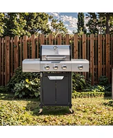Mondawe 3 Burner 40,500 Btu Stainless Steel Barbecue Gas Grill with Side Burner