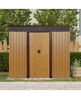 Mondawe 8ftx6ft Outdoor Metal Storage Shed with Window,Transparent plate and lockable sliding door