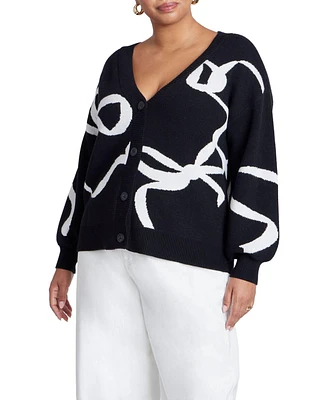 Eloquii Women's Bow Print Cardigan