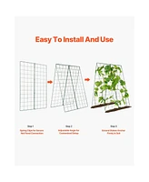 Slickblue Foldable A-Frame Metal Garden Trellis for Climbing Plants Cucumbers and Vegetables