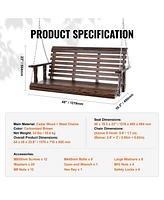 Slickblue Wooden Patio Porch Swing Bench with Hanging Chains Strong Load Capacity for Garden
