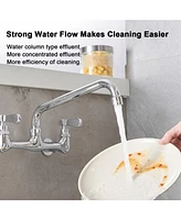 Greenspring 2-Handle Wall Mount Kitchen Faucet With Inch Swivel Spout 8" Center In Polished Chrome