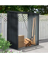 Mondawe 3ft x 5ft Outdoor Meta Firewood Rack ,Open Wood Shed For Firewood