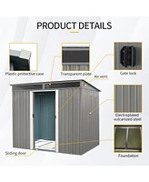 Mondawe 8ft x 6ft Outdoor Metal Storage with Lockable Sliding Doors and Transparent plate