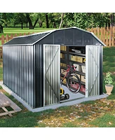 Mondawe 10 ft x 12 ft Steel Outdoor Storage Shed with Arch Roof with Lockable Doors