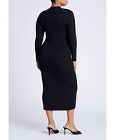 Eloquii Women's Mock Neck Rib Button Dress