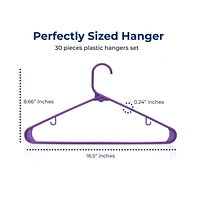 SereneLife 30 Pack Plastic Clothes Hangers – Non-Slip, Heavy Duty Adult Coat Hanger Set with 360° Swivel Hook – Slim, Space-Saving