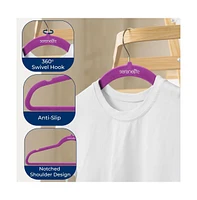 SereneLife 100 Pack Velvet Hangers - Non-Slip Felt with 360° Swivel Hook, Space-Saving, Ultra-Thin, Lightweight for Shirts
