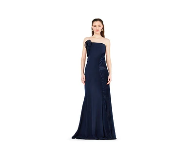 Amri 3D Pleated Drape Strapless Gown
