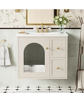 Casainc 24" Wall-Mounted Vanity with Sink, 2 Drawers and 1 Soft-Close Door