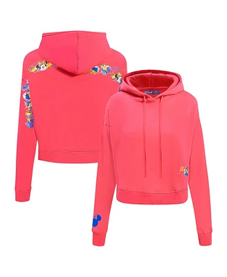 Freeze Max Women's Pink Mickey Friends Minnie and Daisy Cropped Pullover Hoodie