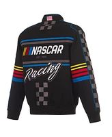 Jh Design Men's Black Nascar Full-Snap Twill Uniform Jacket