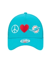 New Era Women's Aqua Miami Dolphins Peace Love Trucker 9FORTY Adjustable Hat