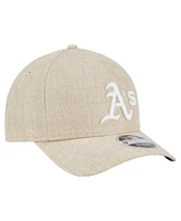 New Era Men's Beige Athletics Cotton Weave M-Crown A-Frame 9FORTY Adjustable Hat