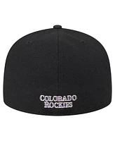 New Era Men's Black Colorado Rockies Overlap 59FIFTY Fitted Hat