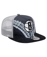 New Era Men's Black/Gray Brooklyn Nets Throwback Dye Golfer Snapback Hat