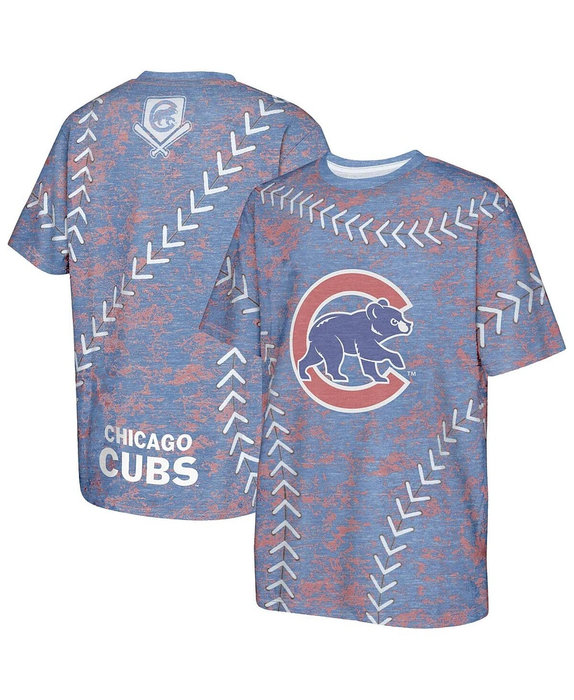 Outerstuff Big Boys and Girls Royal Chicago Cubs Slide Score Bold T-Shirt