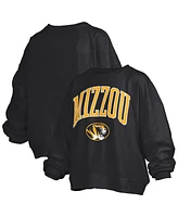Pressbox Women's Black Missouri Tigers Janise Arch Over Logo Waist Length Oversized Pullover Sweatshirt