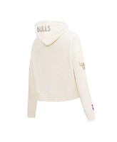 Pro Standard Women's Cream Chicago Bulls 2024/25 City Edition Chenille Applique Cropped Pullover Hoodie
