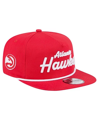 New Era Men's Red Atlanta Hawks Team Text Golfer Snapback Hat