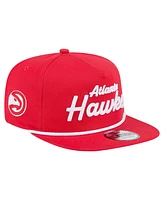 New Era Men's Red Atlanta Hawks Team Text Golfer Snapback Hat