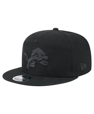 New Era Men's Black Detroit Lions Adventure Canvas Split Panel 9FIFTY Snapback Hat