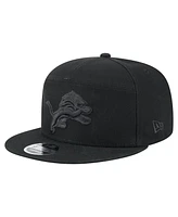New Era Men's Black Detroit Lions Adventure Canvas Split Panel 9FIFTY Snapback Hat