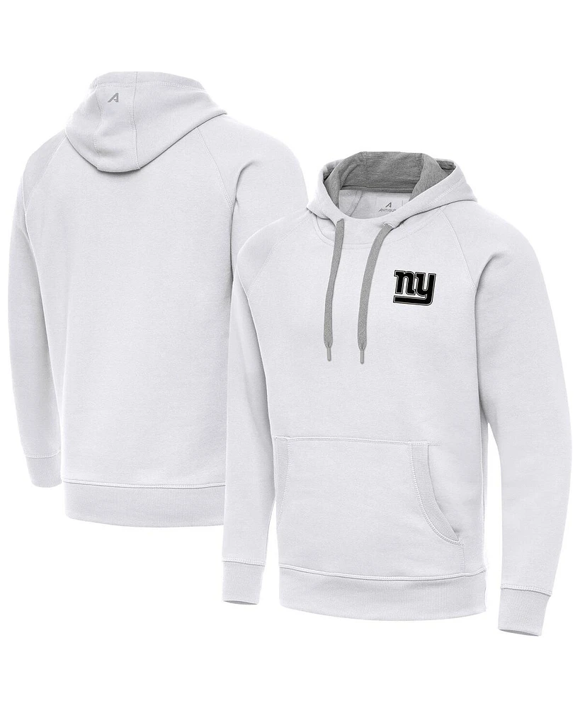 Antigua Men's White New York Giants Brushed Carbon Victory Pullover Hoodie