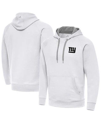 Antigua Men's White New York Giants Brushed Carbon Victory Pullover Hoodie