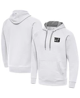 Antigua Men's White New York Giants Brushed Carbon Victory Pullover Hoodie