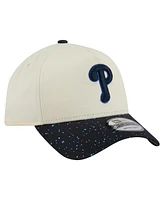 New Era Men's Cream Philadelphia Phillies Speckle A-Frame 9FORTY Adjustable Hat