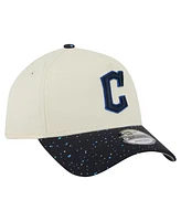 New Era Men's Cream Cleveland Guardians Speckle A-Frame 9FORTY Adjustable Hat