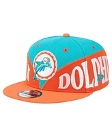 New Era Men's Aqua/Orange Miami Dolphins Split 9FIFTY Snapback Hat
