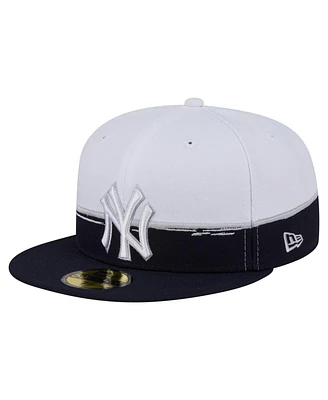 New Era Men's Navy/White York Yankees Paint Stroke 59FIFTY Fitted Hat